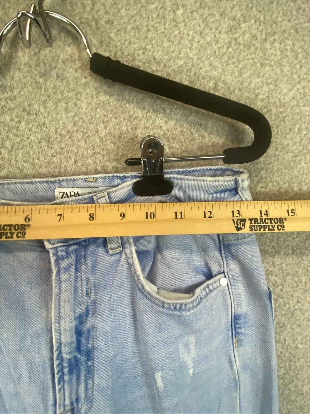 Zara Split Cuff Flare Jeans Size 4 Inseam 29” Boho Distressed High Rise Light